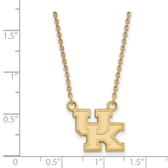 14k Gold Plated Silver U of Kentucky Small 'UK' Pendant Necklace - Picture 2 of 4
